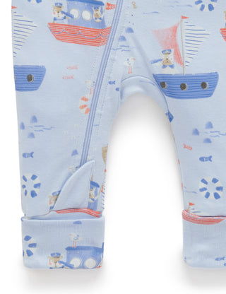 PRINTED ZIP GROWSUIT - CAPTAIN DOGGY PRINT