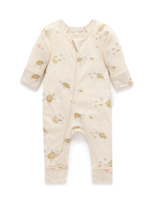 PRINTED ZIP GROWSUIT - LITTLE TURTLES PRINT
