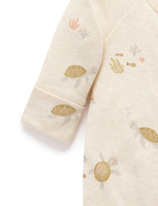 PRINTED ZIP GROWSUIT - LITTLE TURTLES PRINT