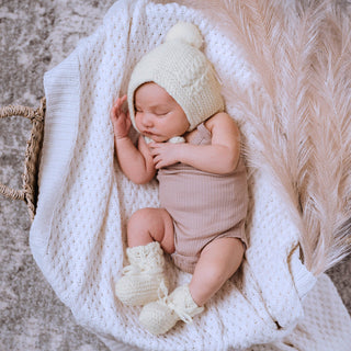 White | Diamond Knit Baby Blanket