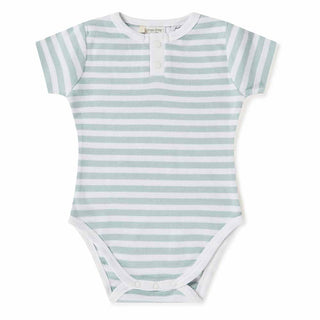 Sage Stripe | Organic Short Sleeve Bodysuit