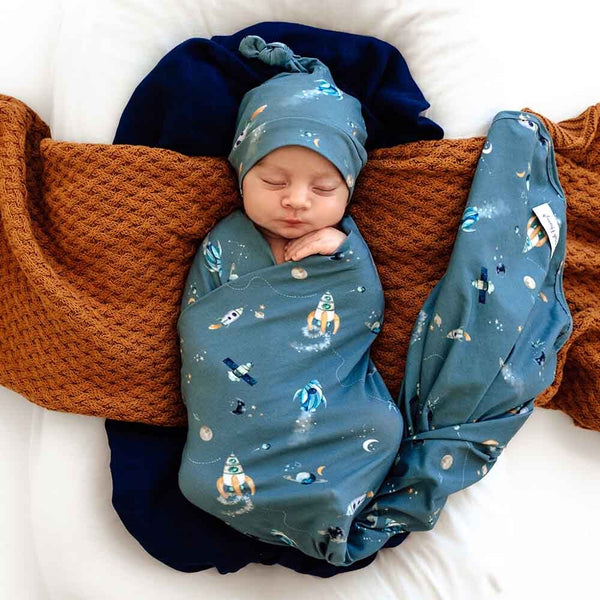 Rocket | Organic Jersey Wrap & Beanie Set