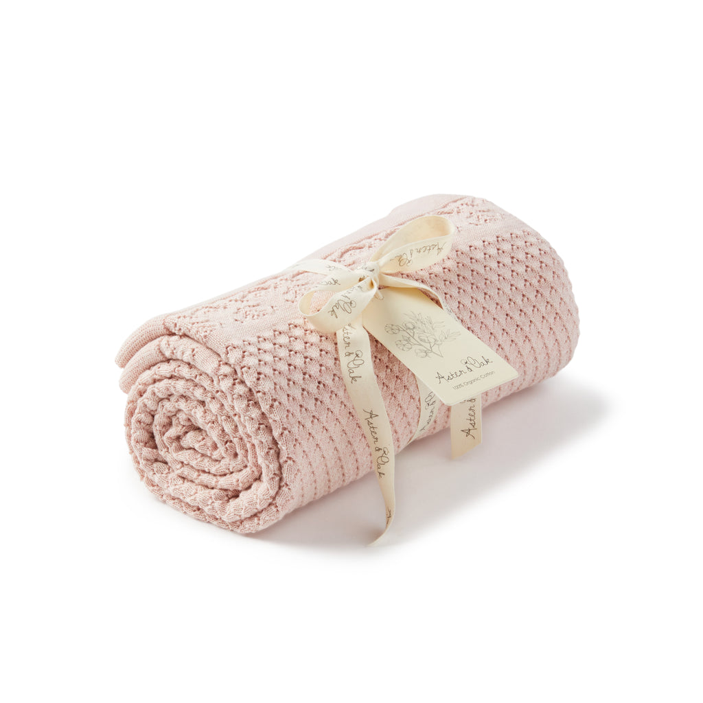 Pink Heirloom Knit Blanket OS