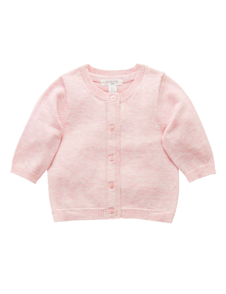 Basic Cardi 100% Org Cotton - Pale Pink