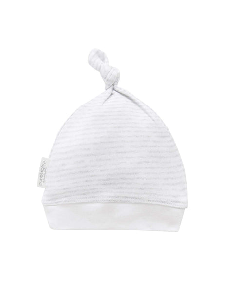 Knot Hat - Pale Grey Melange Stripe