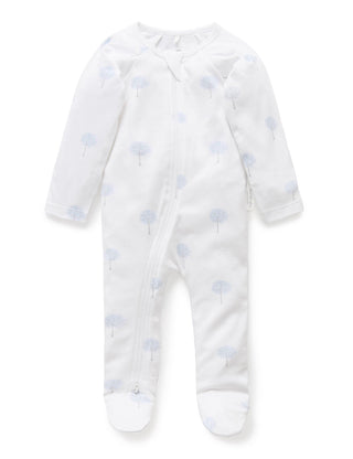 Zip Growsuit - Pale Blue Tree