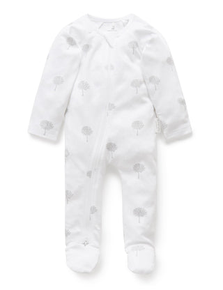 Zip Growsuit - Pale Grey Tree
