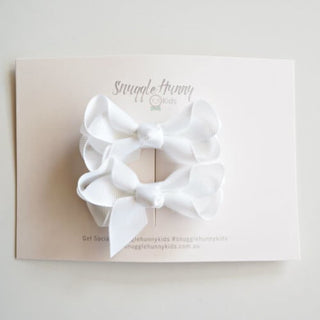 White | Piggy Tail Hair Clips - Pair