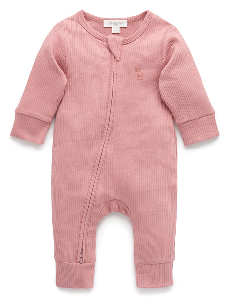 RIB ZIP GROWSUIT - CRAB APPLE
